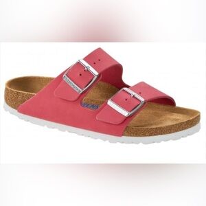 Birkenstock Mayari Arizona Fuchsia Tulip Leather Pink Sandals Slides